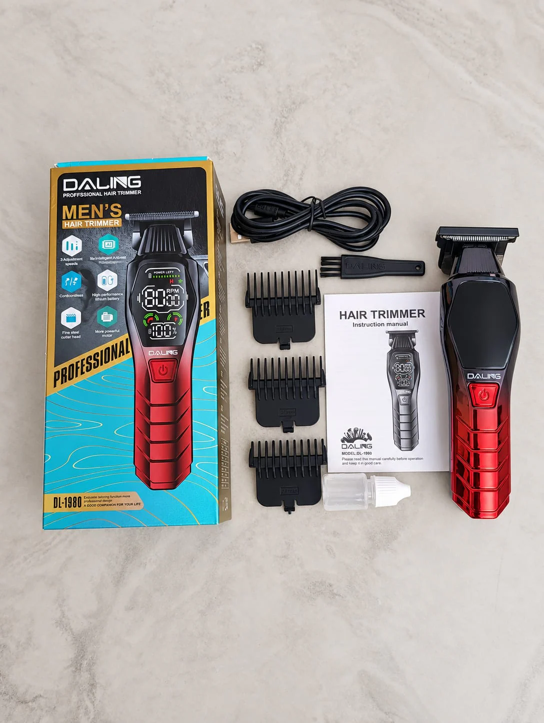 Daling DL-1980 ProStyle – 3-Speed Digital Hair & Beard Trimmer