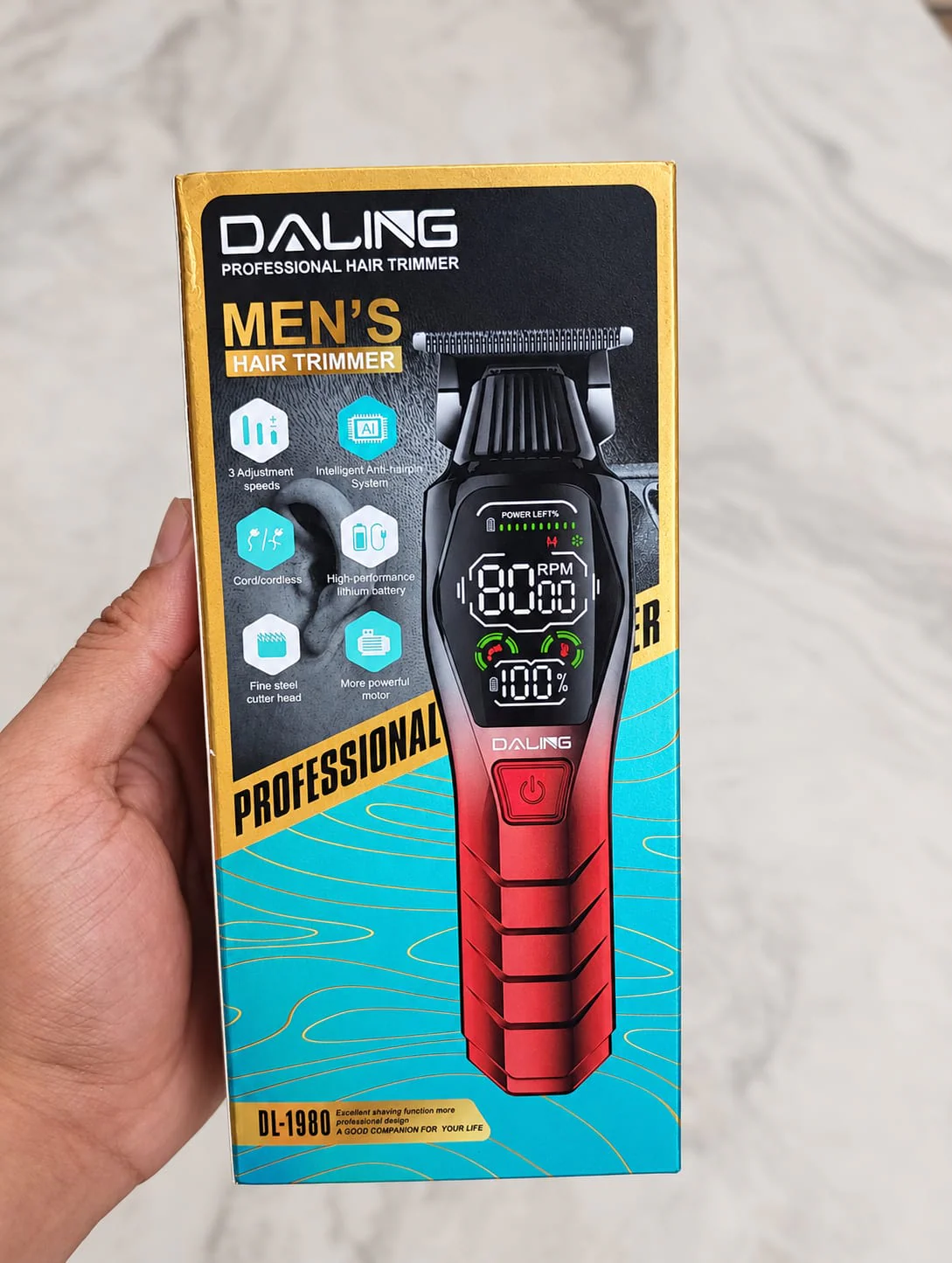 Daling DL-1980 ProStyle – 3-Speed Digital Hair & Beard Trimmer